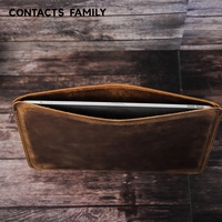 CONTACT'S FAMILY Étui Housse Vintage en Cuir Crazy Horse pour iPad Pro 12.9 2021 Housse pour Tablette en Cuir Véritable CF3023