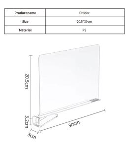 <span class=keywords><strong>Séparateur</strong></span> d'<span class=keywords><strong>étagère</strong></span> en acrylique transparent en forme de L, <span class=keywords><strong>séparateur</strong></span> de placard durable et transparent, outil de rangement domestique pour la vente au détail et l'usage quotidien - Product Image 1