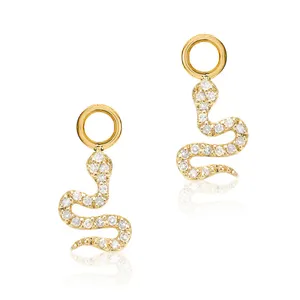 Gemnel Women Fashion Jewelry 925 Silver 18k Gold Snake Diamond Cz Stud Earrings