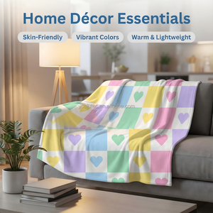 ผ้าห่มฟลานเนลลายจุดเรขาคณิตทันสมัย ลายการ์ตูน ลายทาง ลายหัวใจ 300gsm พกพาสะดวก ประหยัดพื้นที่ ใช้ได้บนเครื่องบิน ผลิตตา<span class=keywords><strong>ม</strong></span>แบบ OEM สำหรับแบรนด์ส่วนตัว - Product Image 1