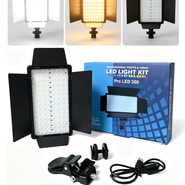 LED 300 Built-in Battery Adjustable Color Temperature Photography Studio Lighting Solution for Selfie Tiktok Youbute Game Live