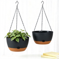 Pot Gantung Plastik Self-Watering dengan Lubang Drainase, Set Ringan dan Tahan Lama