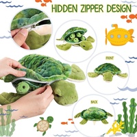 Peluche tortue maman de 12 pouces avec 4 bébés tortues à l'intérieur, grande tortue de mer en peluche, coussin, cadeaux pour Pâques
