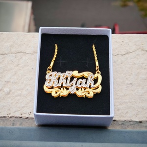 <span class=keywords><strong>Collana</strong></span> con Ciondolo Personalizzato Qiuhan a Forma di Cuore con <span class=keywords><strong>Nome</strong></span>, <span class=keywords><strong>Doppio</strong></span> Strato e Placcatura Bicolore - Product Image 4