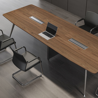 Table de réunion moderne sur mesure de haute qualité avec pied en métal chromé et aluminium