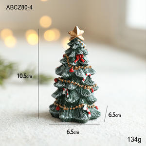 Ornements de Noël en résine vertes, mini et petites décorations de table de Noël peintes pour la maison - Product Image 6