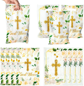 Sacchetti Regalo per Feste con Stampa Croce Pasquale e Scritta 'God Bless', Sacchetti per Caramelle con Manici, Forniture per Feste di Compleanno e Pasqua - Product Image 2