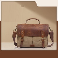 Sac à bandoulière en toile rétro Mallette d'affaires à la mode pour hommes Sacoche pour ordinateur portable Sac de messager
