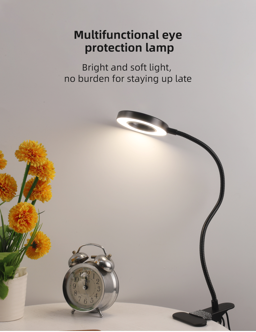360 Degree Adjustable Usb Desk Lamp Eye-caring Led Reading Light With Clamp