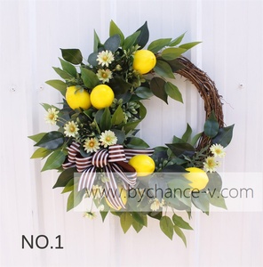 Decoración navideña flores artificiales guirnalda de limón falso corona de limón con hojas para <span class=keywords><strong>chimenea</strong></span> ventanas decoración de puerta delantera - Product Image 3