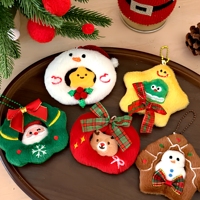 Porte-clés lumineux en peluche de la série Couronne de Noël, écologique, fait main, mignon, pendentif pour sac à dos de fille, ornement de Noël, décoration de canapé, doux