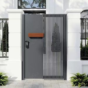 Nuevo modelo de cerradura inteligente, puerta de casa de granja abatible Exterior de acero Simple, puerta principal de aluminio de lujo, diseño para el hogar - Product Image 6