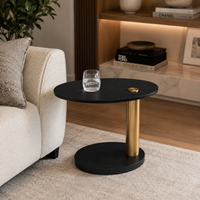 Table basse moderne en verre trempé noir rond compact, table à thé moderne pour salon et appartement