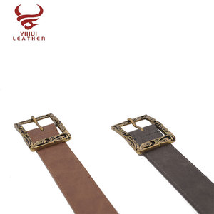 Retro Style Full Antic Brass Free Engraving Pattern Flat Buckle Belt For Ladies - Product Image 5
