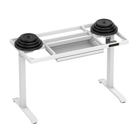 Table de bureau électrique à hauteur réglable avec tiroir et cadre métallique avec dessus en verre trempé