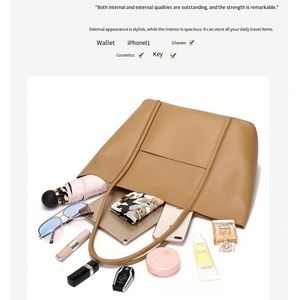 Nuevo Bolso Tote Negro Simple de Cuero Suave, Gran Capacidad, para Oficina, Trabajo, Mujer - Product Image 2