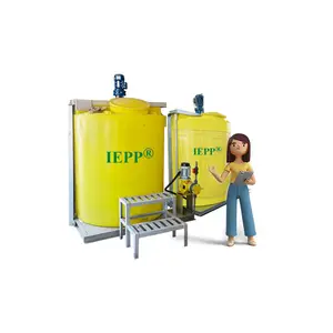 Réservoir de dosage chimique du fabricant IEPP avec pompe mélangeur d'acide chloré coagulant floculant patin d'alimentation pour station d'épuration