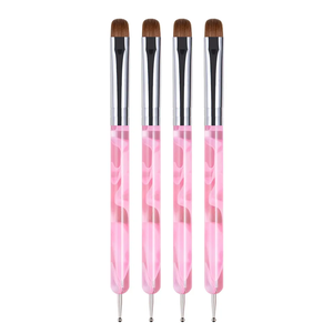 Pincel de doble punta con mango acrílico y pelo de nailon Kolinsky para limpieza de uñas, herramienta de dibujo para arte de uñas francés, tallas 10-16, venta al por mayor - Product Image 3