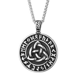 Men's Hip Hop Titanium Steel Pendant <b>Necklace</b> with Viking Symbol <b>Celtic</b> Knot Triquetra New Disk Charm Stainless Steel Jewelry - Product Image 3