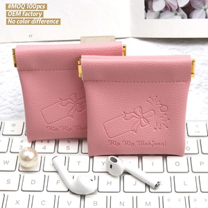 Custom Logo Portable Pu Leather Jewelry Bag With Closed Iron <b>Sheet</b> Earphone Coin Gifts Hook Cosmetic Packaging Leather Pouch - Product Image 1