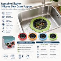 Bouchon de vidange en silicone réutilisable avec filtre pour évier de cuisine et salle de bain