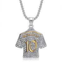 Collier pendentif Yunnique Neymar Jr 10 en acier inoxydable, zircon, plaqué or 18 carats, bijoux de mode hip-hop glacés, cadeau géométrique