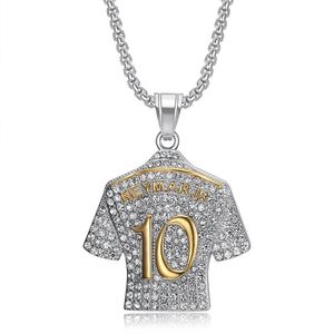 Collier pendentif Yunnique Neymar Jr 10 en acier inoxydable, zircon, plaqué or 18 carats, bijoux de mode hip-hop glacés, cadeau géométrique - Product Image 5