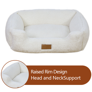 Memory-Cama grande de espuma viscoelástica para perros, cama de perro de espuma viscoelástica para cani grandi, tela de Sherpa blanca - Product Image 5