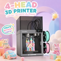 Imprimante 3D Flashforge Creator 5 Pro à 4 têtes d'impression, 500 % plus rapide, impression multicolore, zéro gaspillage, nivellement automatique, 256x256x256 mm