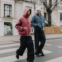 Blouson matelassé personnalisé pour homme, en toile de canard et denim, style mécanicien de Detroit, épais, zippé, teint vintage, délavé et vieilli, pour le travail