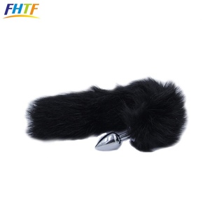 Queue de renard longue, petit <span class=keywords><strong>plug</strong></span> <span class=keywords><strong>anal</strong></span> en métal, perles de stimulation anale, accessoires de jeu de rôle, fétiche, jouets sexuels pour animaux de compagnie - Product Image 2