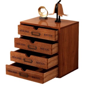 Meuble de rangement en bois à 4 tiroirs, anti-humidité, organisateur de bureau, organisateur de bureau de table - Product Image 5