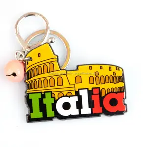 Venta al por mayor de logotipo personalizado impreso Italia recuerdo epoxi llavero acrílico de color