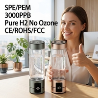 Bouteille d'eau hydrogénée personnalisée de 400 ml pour centre de bien-être, technologie SPE PEM, générateur H2 à haute concentration de 3000 PPB, vente en gros CE