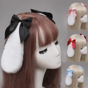 Kawaii Lolita orecchie da coniglietto fermaglio per capelli Cosplay Anime ragazze costumi di coniglio Droppy