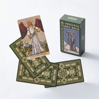 Impression personnalisée de jeu de tarot Rider-Waite, 350 g/m², toucher velours doux, 78 cartes, bords dorés à la feuille d'argent, guide inclus, compatible Kickstarter