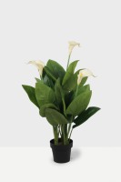 Plante artificielle en plastique au toucher réel, Calla Lily Bonsai, 107 cm, 18 feuilles, jaune vert, écologique, résistante aux UV, haute qualité, pour intérieur