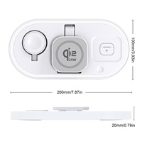 Support de chargeur sans fil magnétique pliable 3 en 1 pour iPhone, écouteurs, montre, lampe de nuit LED, station de charge sans fil 25W
