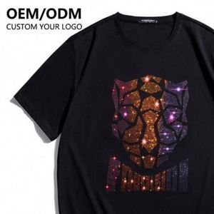 OEM Classic Round Neck Solid Glittering Shine Heat-Transfer Printed Custom Eco-Friendly Men's T-Shirts - Product Image 1