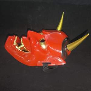 Masker Wajah Halloween uniseks dewasa topeng pesta lateks topeng setan Kabuki Prajna Samurai hanya Jepang - Product Image 4