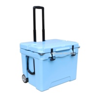 Glacière à roulettes 45qt en PE thermique pour canettes, camping et pêche