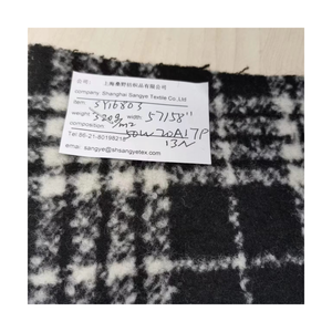 Woolen Fabrics New Wool Acrylic <strong>Boucle</strong> Check Fabrics for Ladies and Girls Coats <strong>Jackets</strong> Fashionable <strong>White</strong> Winter Collection - Product Image 5