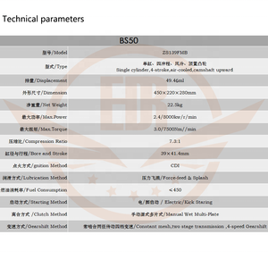 CQJB <span class=keywords><strong>Zongshen</strong></span> Moteur 4 temps de haute qualité BS50 ZS139FMB refroidi par air Moteur électrique/démarrage par coup de pied - Product Image 5