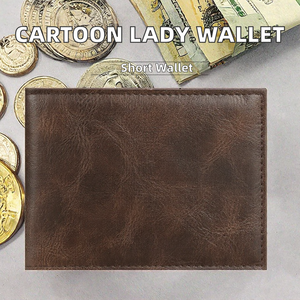 Vintage Brown PU Leather <b>Women</b> Wallet Short Cover <b>Purse</b> Multifunctional <b>Card</b> Holder Coin Wallet Custom Logo - Product Image 2