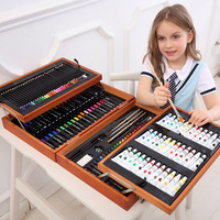 Ensemble de peinture complet Bview Art de 174 pièces, aquarelle, acrylique, huile, pastel à l'huile, dessin, dans un coffret en bois