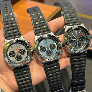 Montre de sport de luxe 42 mm 44 mm avec cadran vert en cristal saphir, chronographe, bracelet intégré, résistante à l'eau, bracelet en cuir - Product Image 2