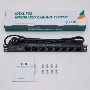 PDU robuste pour centre de données 1U 19 pouces 8 voies, unité de distribution d'alimentation de type européen avec protection contre les surtensions SPD 16A - Product Image 5