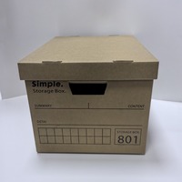 Boîte d'archives en carton ondulé avec impression de logo, couvercle et base bruns, boîtes cadeaux ondulées avec poignée