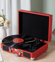 HY-T01 2025 Lecteur de disques vinyles portable avec batterie BT, gramophone rétro, avec entrée auxiliaire 3,5 mm et sortie RCA