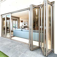 Porte accordéon en aluminium à double vitrage, finition moderne AS2047, pour patio extérieur de villa